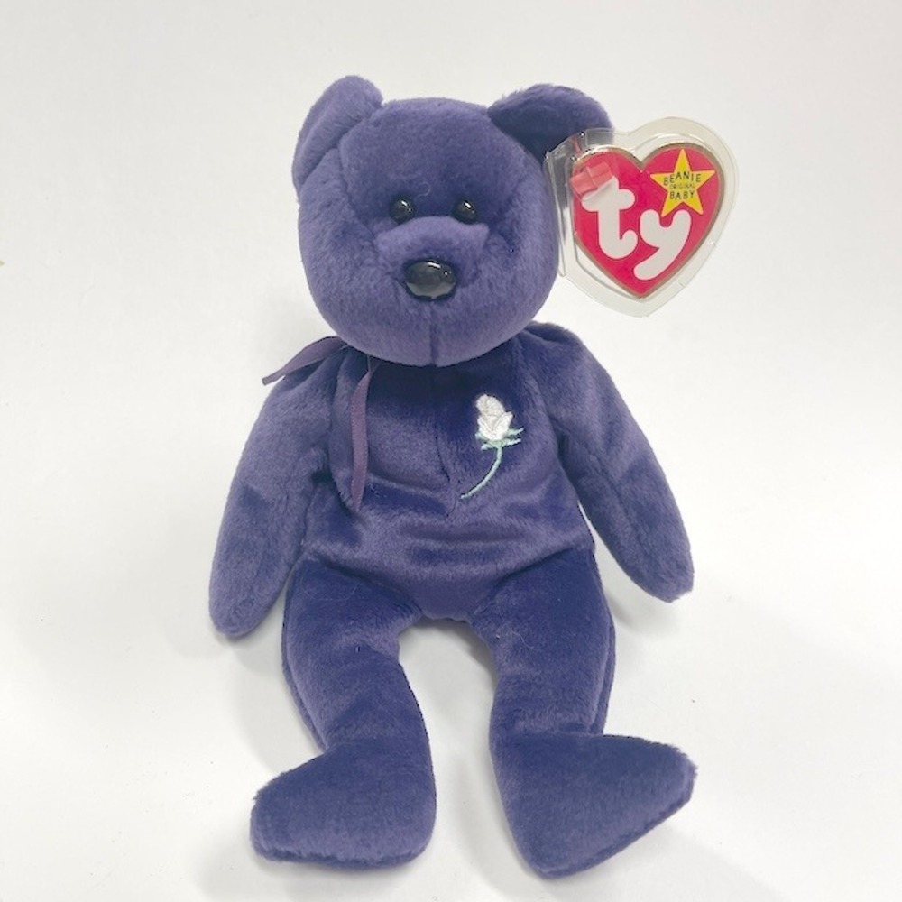 1997 Ty Beanie Baby Princess Diana Memorial Bear Purple Rose Plush